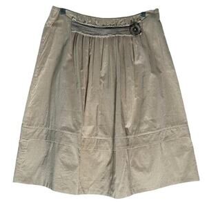 Schumacher Sz S Cotton & Silk Blend Pinstriped A-Line Skirt Neutral Quiet Luxury